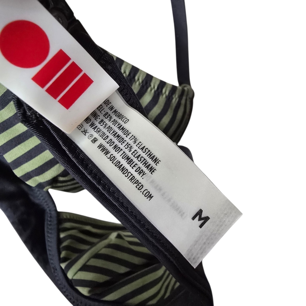 Solid & Striped Green Black Stripes Bikini Top Sw… - image 7